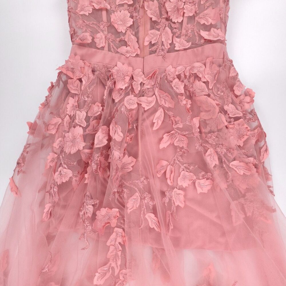 JOVANI 02845 Floral Applique Embellished Corset Gown Pink Romantic Pageant HOCO - Picture 9 of 14